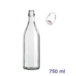 BOTTIGLIA COSTOLATA 750 ml BIANCA CON TAPPO ERMETICO