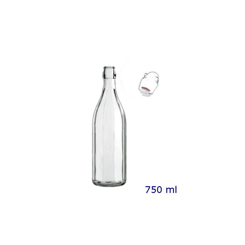 BOTTIGLIA COSTOLATA 750 ml BIANCA CON TAPPO ERMETICO