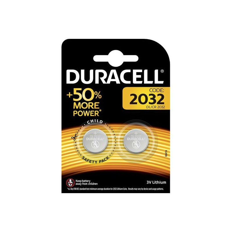 BATTERIA DURACELL BOTTONE LITIO CR2032 3V 2 Pz