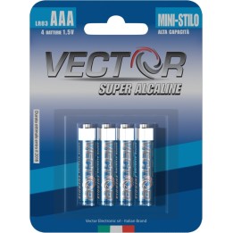 BATTERIA VECTOR SUPER ALCALINE MINISTILO LR03 AAA 4 Pz