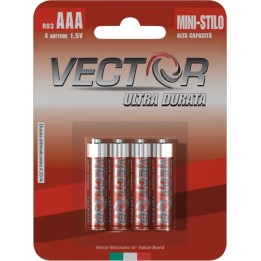 BATTERIA VECTOR ULTRA DURATA MINISTILO R03 AAA 4 Pz