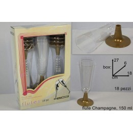 BICCHIERI FLUTES PLASTICA BASE ORO Pz 18