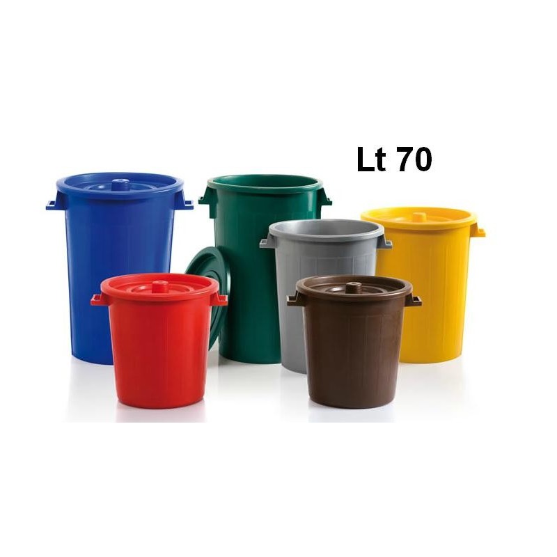 BIDONE DIFFERENZIATA C/COP Lt 70 VERDE (VETRO)