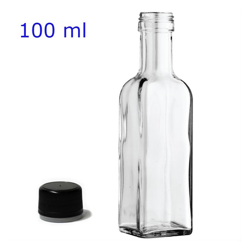 Bottiglia in vetro Marasca da 100 ml Trasparente con tappo - RagStore