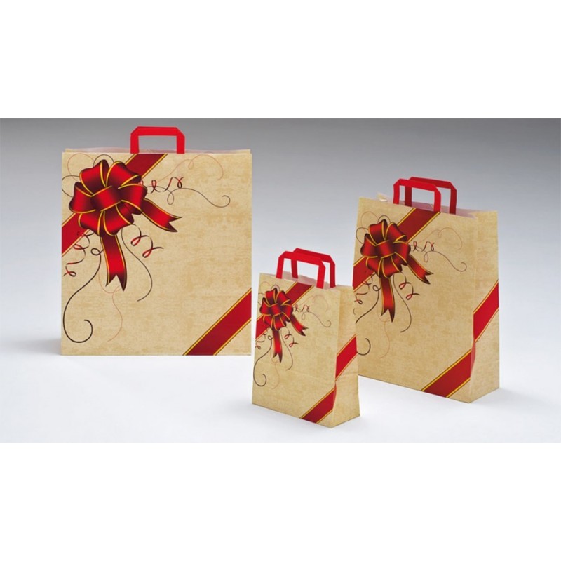 BUSTA CARTA SHOPPER CM 20x10x30 RIBBON ROSSO