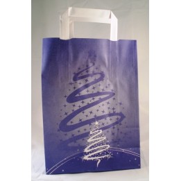 BUSTA CARTA SHOPPER CM 22x10x30 NATALE BLU