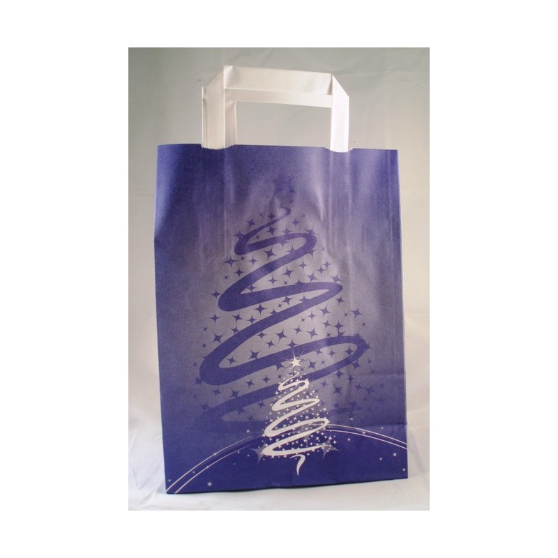 BUSTA CARTA SHOPPER CM 22x10x30 NATALE BLU