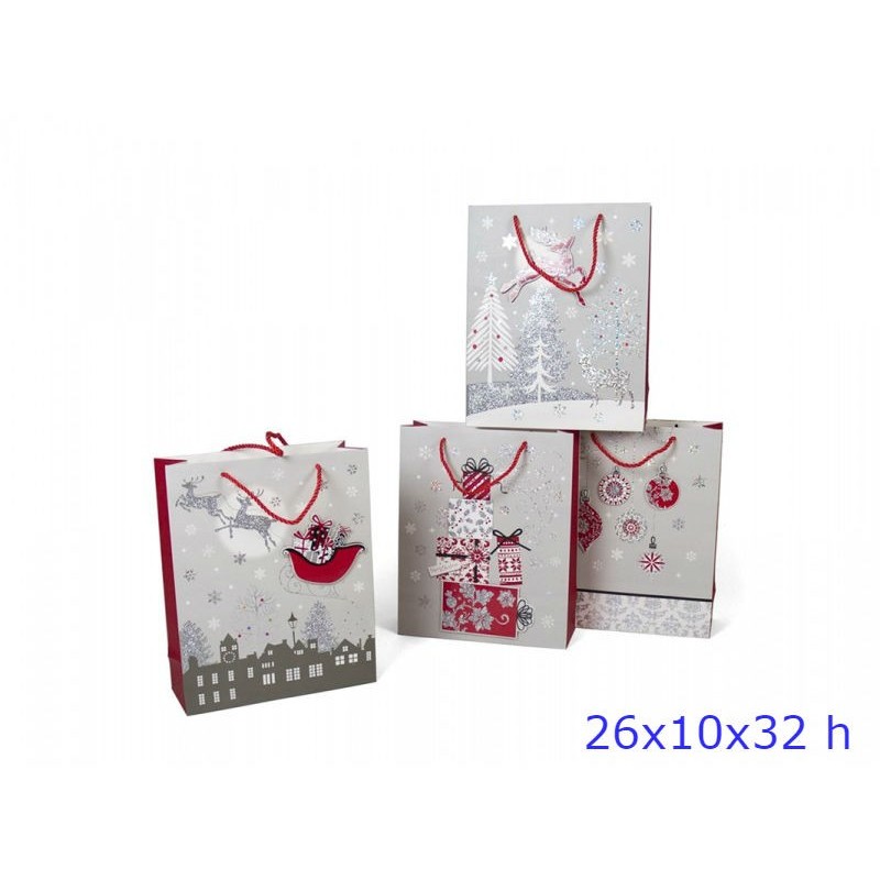 BUSTA CARTA SHOPPERS NATALE CM 26x10x32