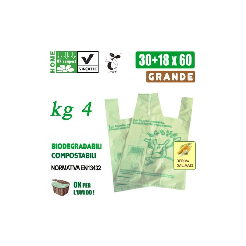 BUSTE SHOPPERS BIOCOMPOSTABILI MAXI KG 4