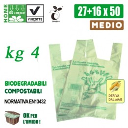 BUSTE SHOPPERS BIOCOMPOSTABILI MEDIE KG 4