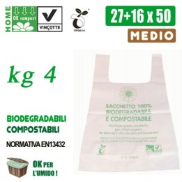 BUSTE SHOPPERS BIOCOMPOSTABILI MEDIE KG 4 BIANCHE