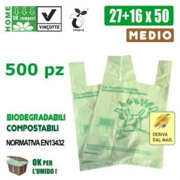 BUSTE SHOPPERS BIOCOMPOSTABILI MEDIE Pz 500