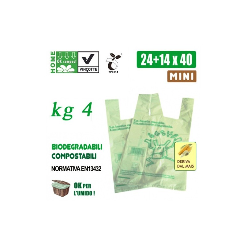 BUSTE SHOPPERS BIOCOMPOSTABILI MINI KG 4