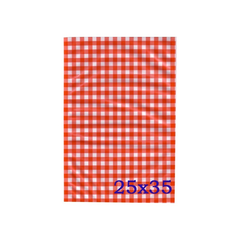 BUSTE SOTTOVUOTO LISCIA CM 25x35 TOVAGLIA BIANCO/ROSSO 100 Pz