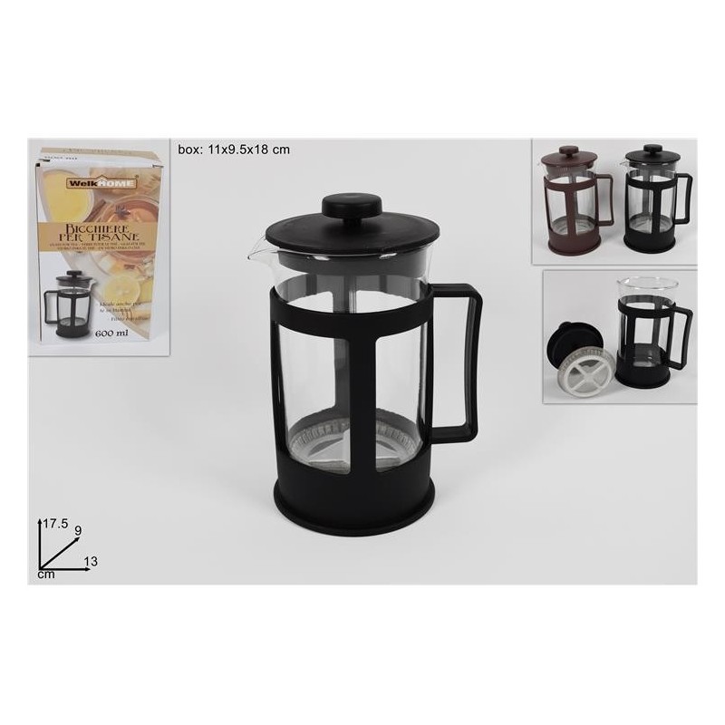 CAPPUCCINATORE TISANIERA PLASTICA VETRO 600 ml