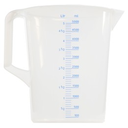 Caraffa brocca graduata in plastica trasparente da 5 lt con manico