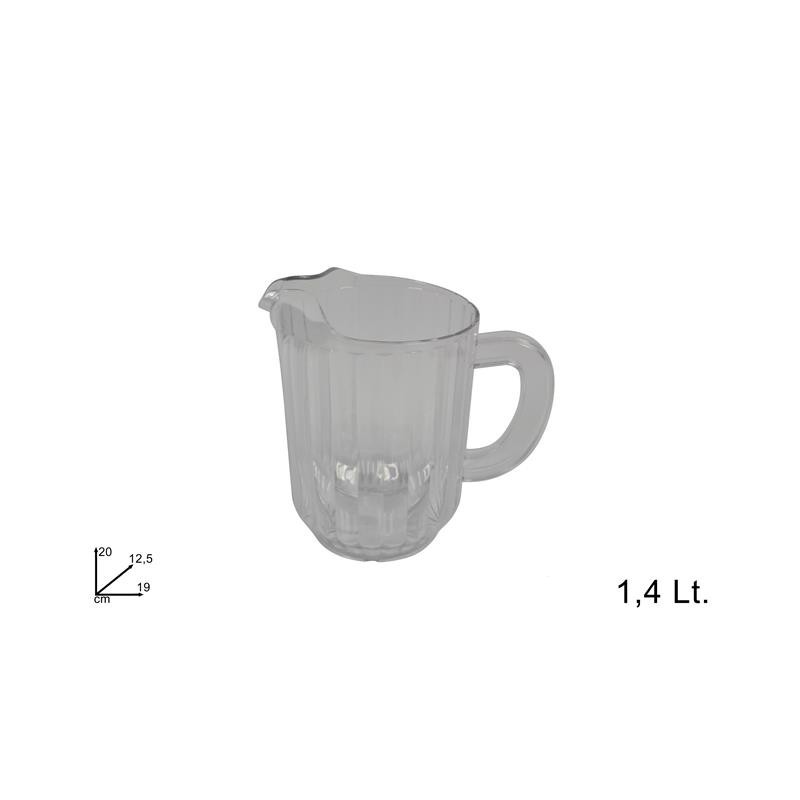 CARAFFA PLASTICA COSTOLATA Lt 1,4 TRASPARENTE