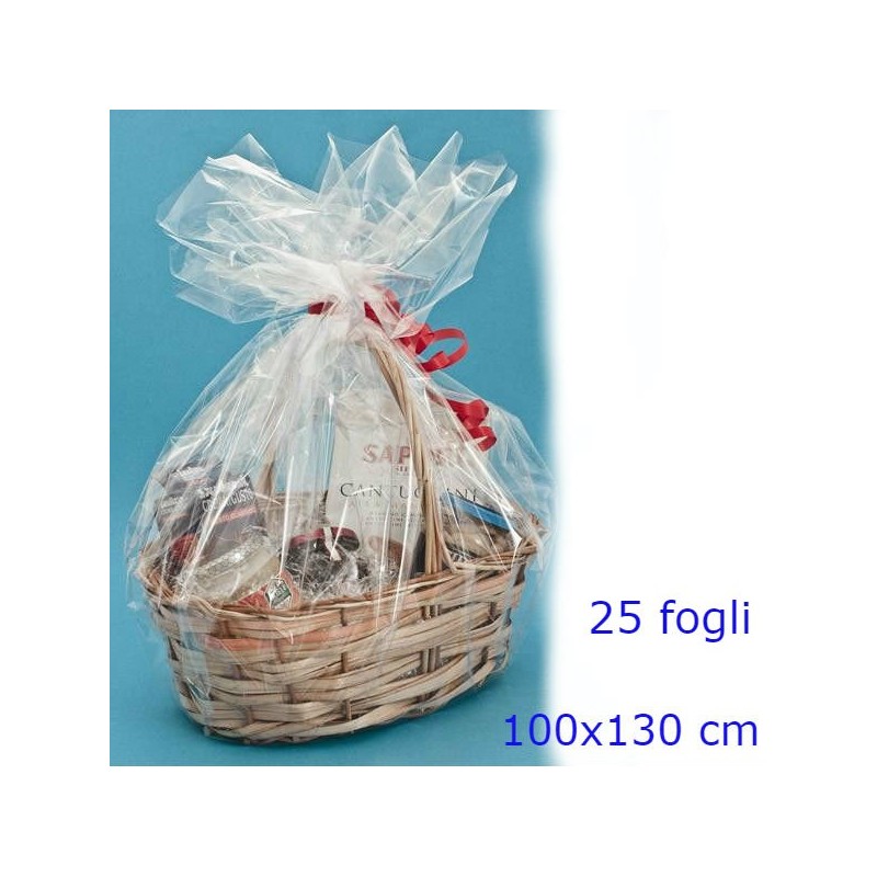 FOGLI IN CELLOPHANE TRASPARENTI CM 100x130 - 20 Pz