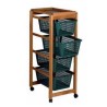 CARRELLO FRUTTA IN LEGNO 4 CASSETTI NOCE