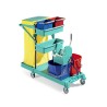 CARRELLO PULIZIE CON 4 SECCHI + PORTASACCO E STRIZZO