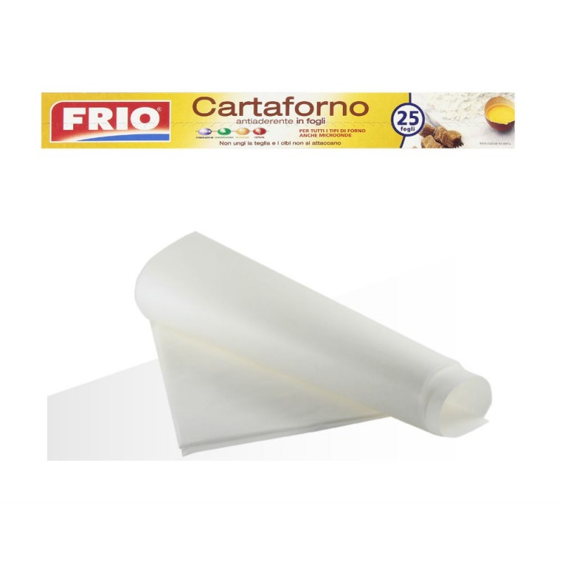 CARTA FORNO PER ALIMENTI PRETAGLIATA FRIO CM 33x38 Pz 25 FOGLI