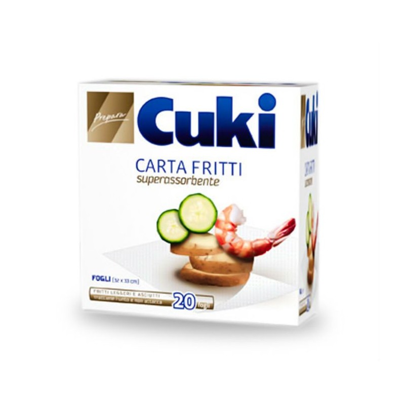 Carta fritti pretagliata Cuki superassorbente cm 32x33 pz 20