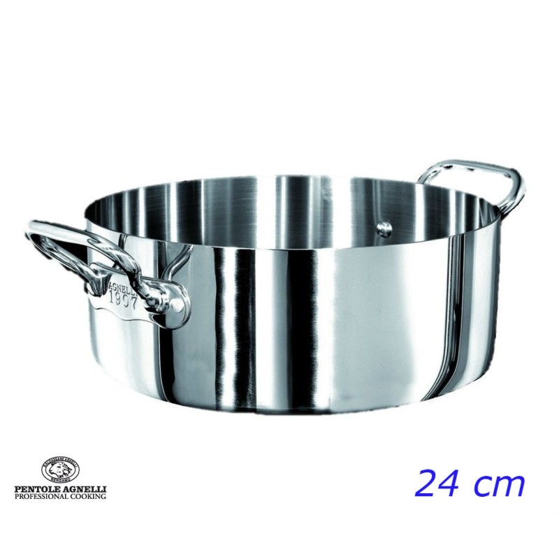 Casseruola bassa da 24 cm Aluinox Agnelli a due manici