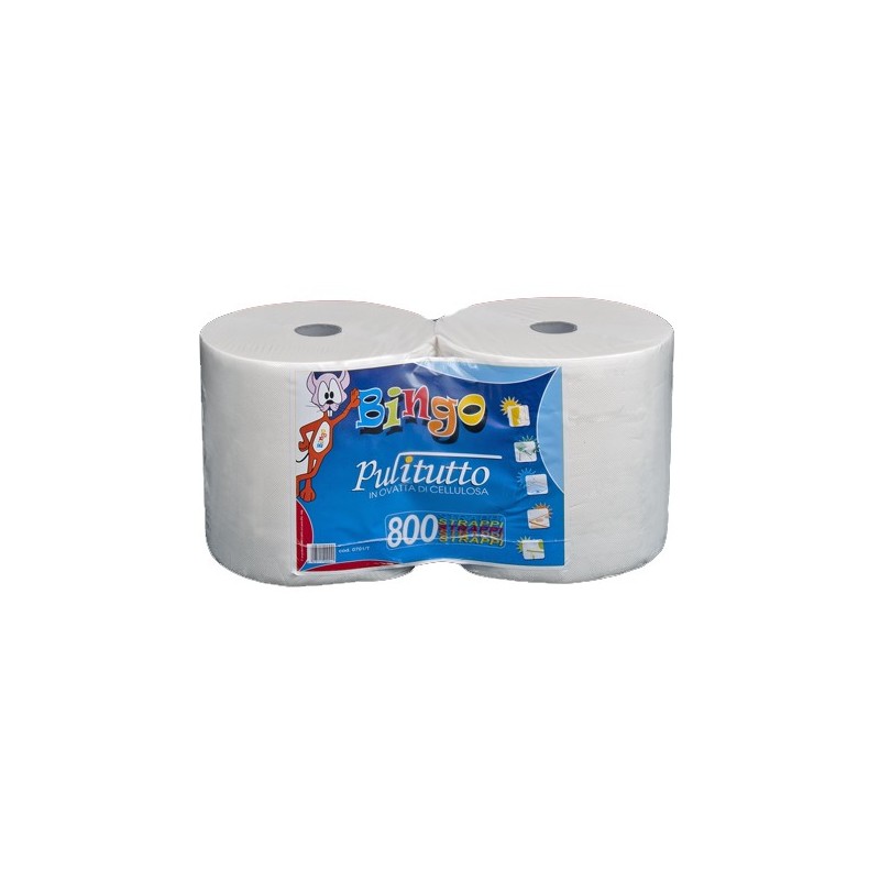 CARTA MANI PULITUTTO BINGO 800 STRAPPI 2 ROTOLI