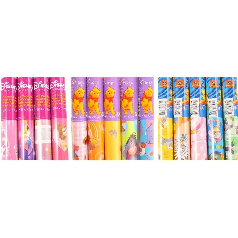 CARTA REGALO 4 ROTOLI CM 200x70 CON 7 COCCARDE DISNEY
