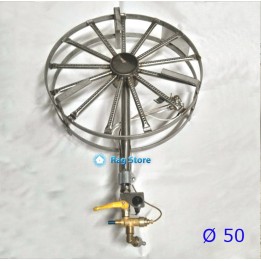 FORNELLONE A GAS INOX TONDO Ø 50 KW 11 CON SICURA E PIEZO