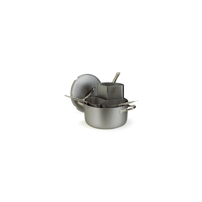 CASSERUOLA ALLUMINIO CON 3 COLAPASTA A SPICCHIO E COPERCHIO CM 38