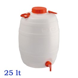 Fustino a botticella in plastica da 25 lt con maniglie e rubinetto