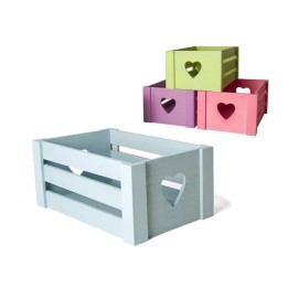 CASSETTA IN LEGNO COLORATA CM 26x16x12 H A CUORI