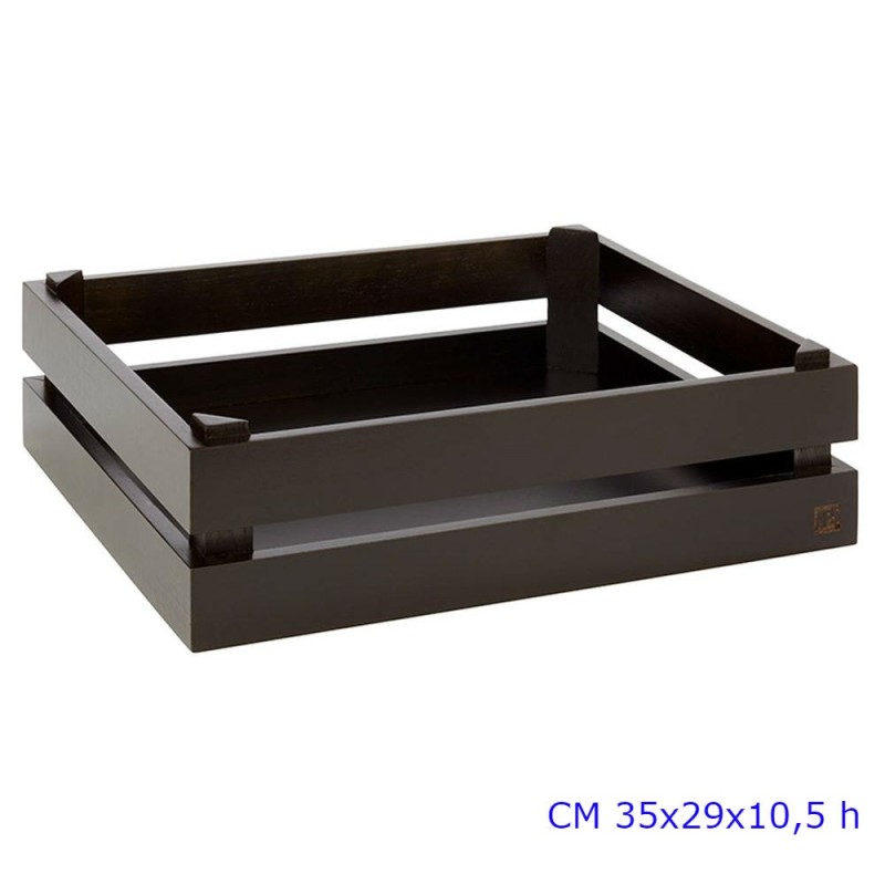 CASSETTA IN LEGNO DI ACACIA CM 35x29x10,5 H NERA