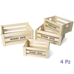 CASSETTA IN LEGNO WOOD BOX 4 Pz A CUORI