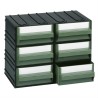 Cassettiera componibile porta oggetti in plastica nera con 6 cassetti grandi verdi per utensili e minuteria