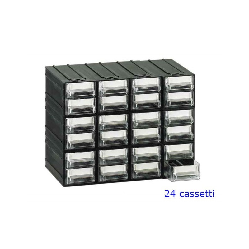Cassettiera in plastica a 24 cassetti trasparenti - componibile porta oggetti