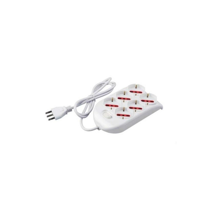 CIABATTA MULTIPRESA 6 POSTI SCHUKO CON INTERRUTTORE