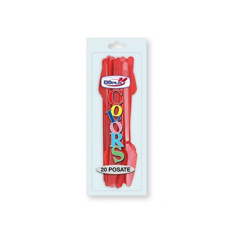COLTELLO PLASTICA DOPLA Pz 20 ROSSO