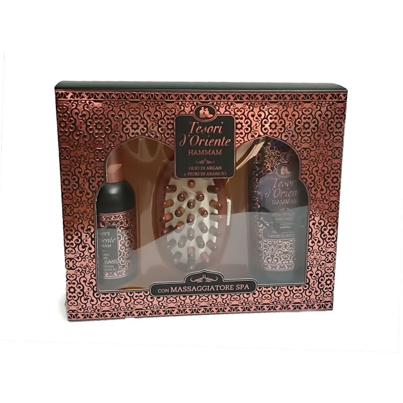 CONFEZIONE REGALO NATALE TESORI D'ORIENTE CON MASSAGGIATORE SPA HAMMAN