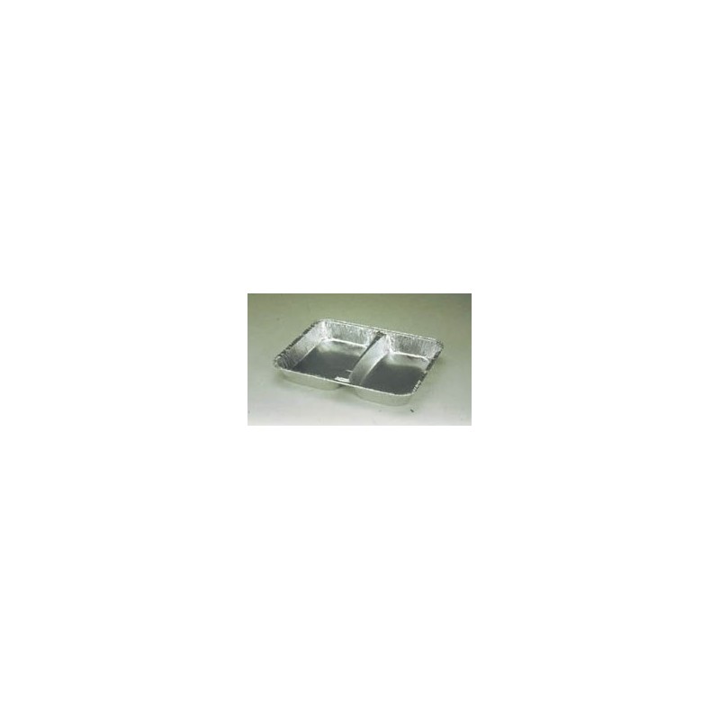 CONTENITORE ALLUMINIO RETTANGOLARE 2 SCOMPARTI SC1 x 100 Pz