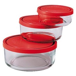 CONTENITORE FRIGO IN VETRO TONDO Pz 3 GELO BOX