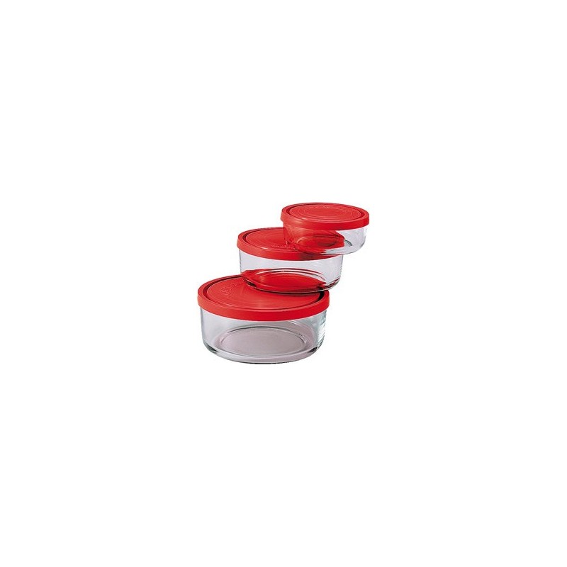 CONTENITORE FRIGO IN VETRO TONDO Pz 3 GELO BOX
