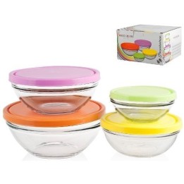 CONTENITORI IN VETRO CON COPERCHIO SNACK SET Pz 4