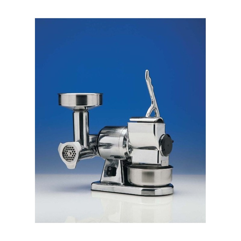 GRATTUGIA ELETTRICA COMBINATA CON TRITACARNE TG 8 INOX