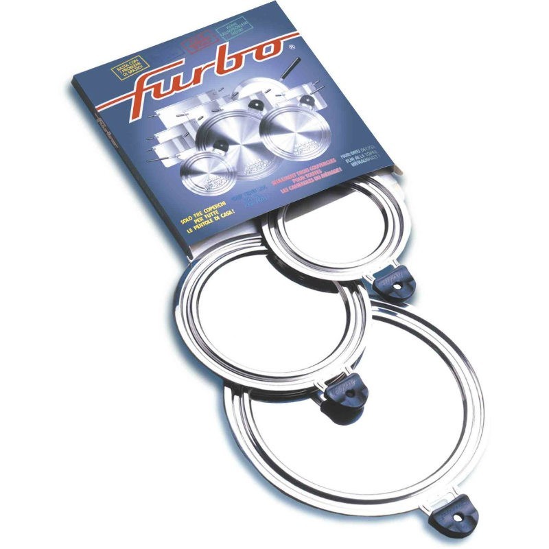 COPERCHIO UNIVERSALE INOX FURBO DA 14 A 30 CM - 3 Pz