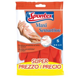 GUANTI DOMESTICI LATTICE SPONTEX MAXI SENSATION TAG. S