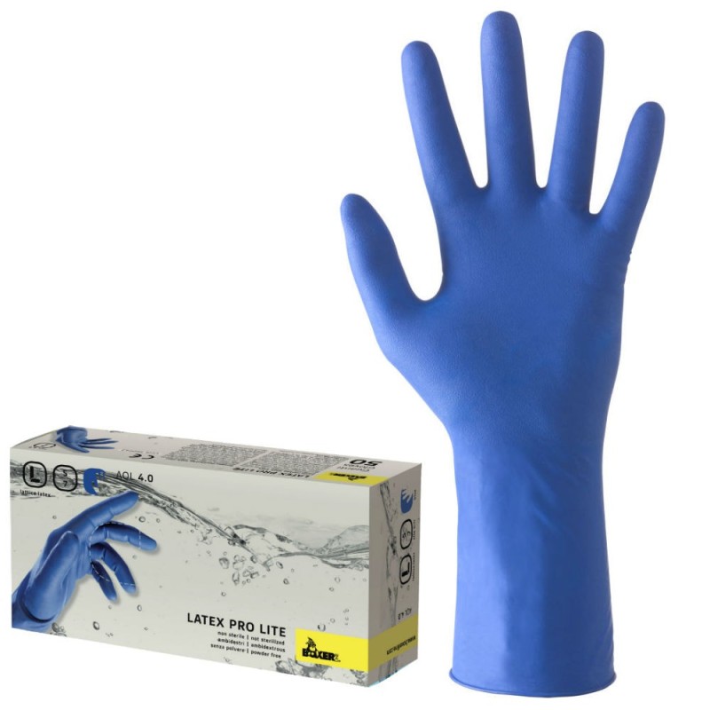 GUANTI MONOUSO LATEX BLU BOXER 50 Pz TAG.L
