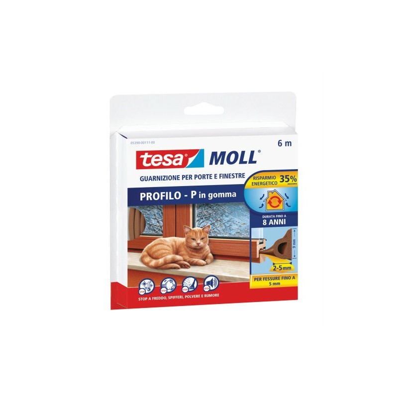 GUARNIZIONE PORTE E FINISTRE IN GOMMA P 2-5 mm 6 MT MARRONE