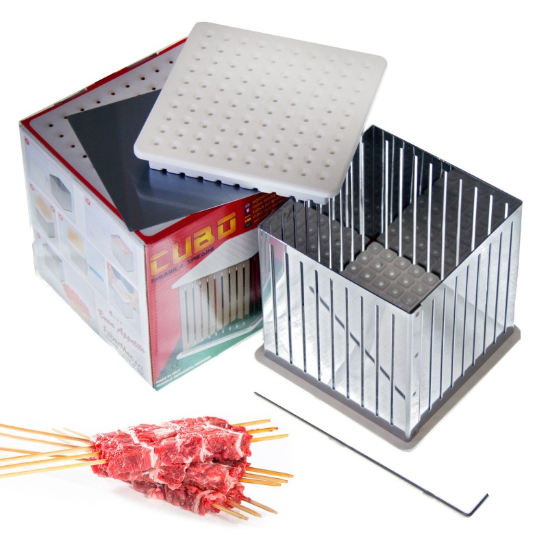 CUBO FABBRICA SPIEDINI ARROSTICINI ACCIAIO INOX CM 16x16